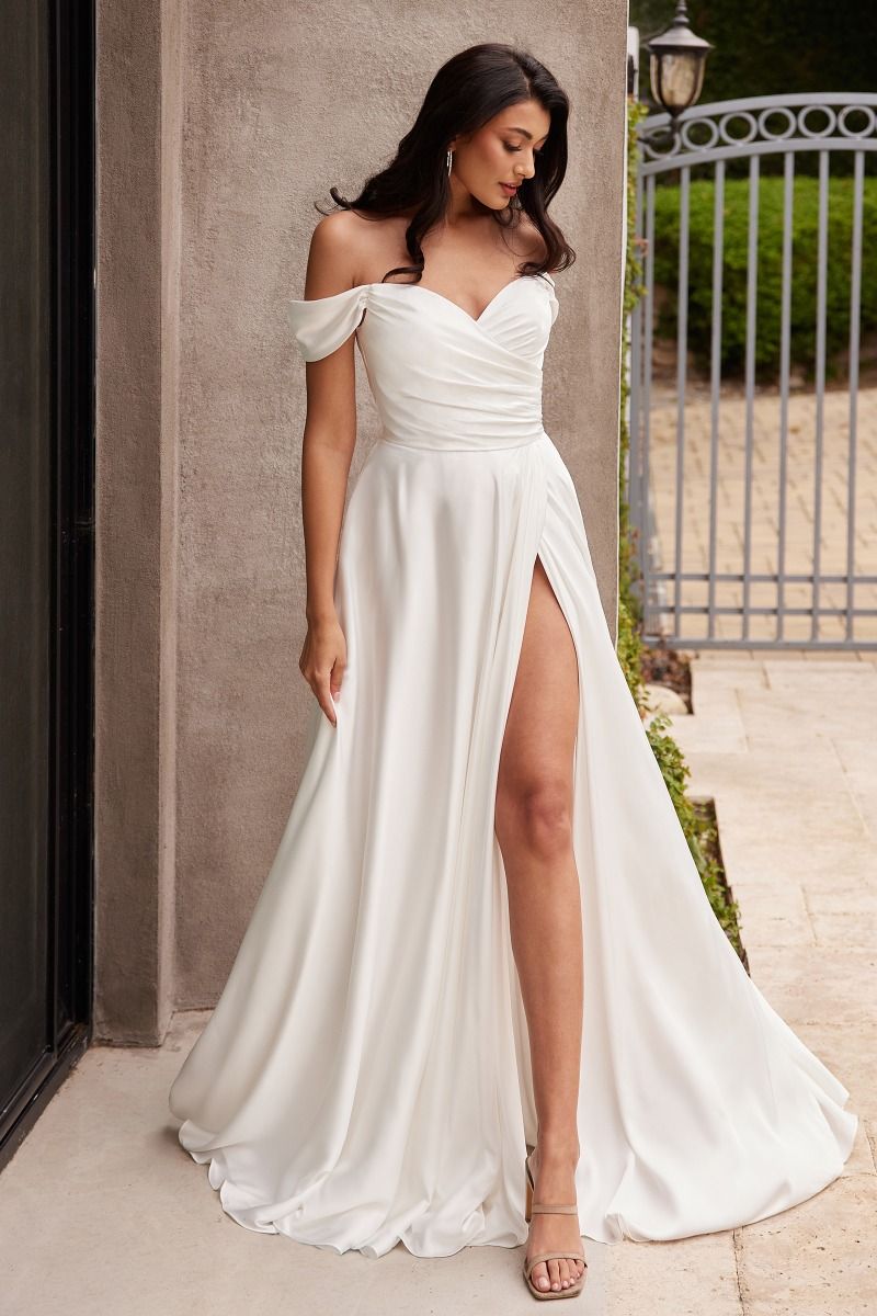 white satin wedding dress